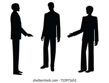 Silhouettes Men Colleagues Coworkers Boss Subordinates Stock Vector ...