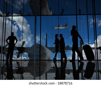 Silhouettes on a background of a window