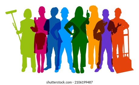 Silhouettes of people of many different professions as a training and service concept - Powered by Shutterstock