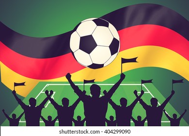 Silhouettes Soccer Fans Flag Germany Vintage Stock Illustration ...