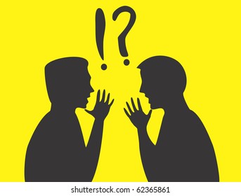 Silhouettes Of Two Arguing Men