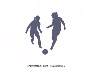 silhouettes of two girls playing soccer