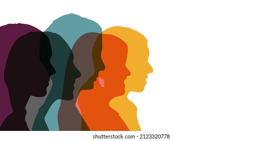 Silhouettes Of Women Heads As Society And Togetherness Concept