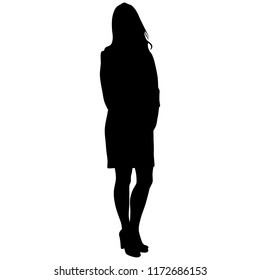 Silhoutte Of Standing Woman In Short Dress