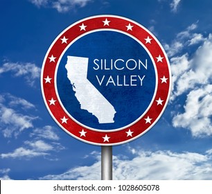 Silicon Valley In California - Map Illustration