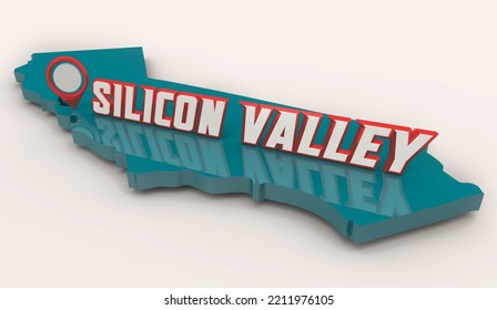 Silicon Valley San Francisco Bay Region California Information Technology Center Hub Map Pin 3d Illustration