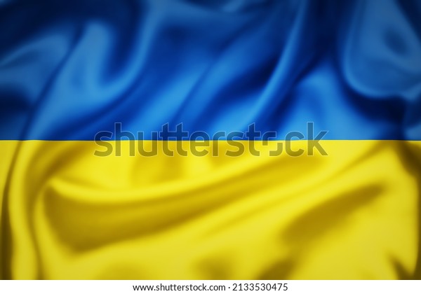 Silk flag of Ukraine illustration,\
concept of tense relations between Ukraine and\
Russia