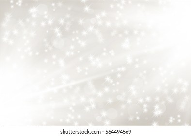 Silver Abstract Background With Shiny Rays And Stars - Illustration