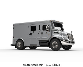 Silver Armored Cash Transport Car - Beauty Shot - 3D Illustration