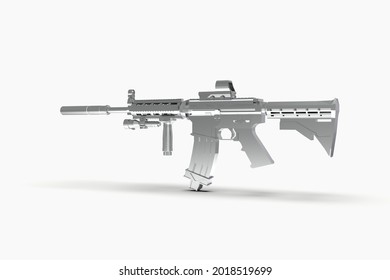 Silver Automt M4 Carbine 3d Render