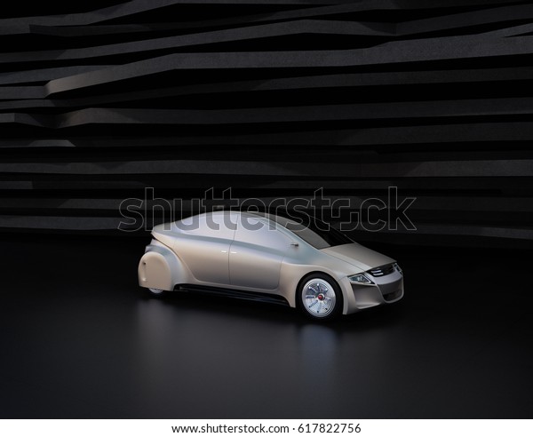 Silver autonomous vehicle on abstract background. 3D\
illustration. 