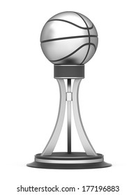 Silver Award Basketball Trophy Cup Isolated On A White Background