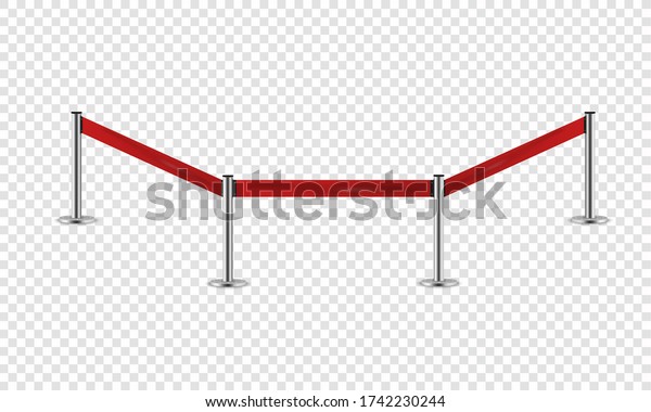 Silver barrier with red ribbon for\
VIP Presentation. Realistic fencing for exclusive entrance or\
security zone. Red rope for exhibition halls and car dealerships.\
