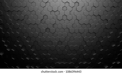 Silver Black Metallic Background Hexagons 3d Stock Illustration 1086396443