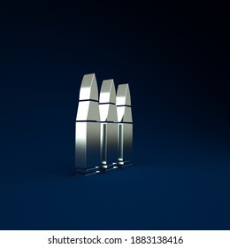 Silver Bullet Icon Isolated On Blue Background. Minimalism Concept. 3d Illustration 3D Render.