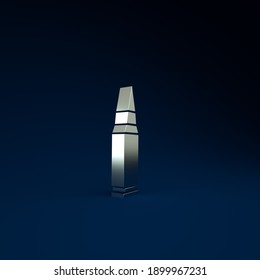 Silver Bullet Icon Isolated On Blue Background. Minimalism Concept. 3d Illustration 3D Render.