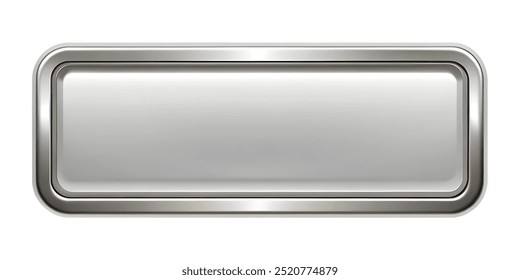 A silver button with a white background. The button is shiny and metallic. It is a simple design with no text or decoration