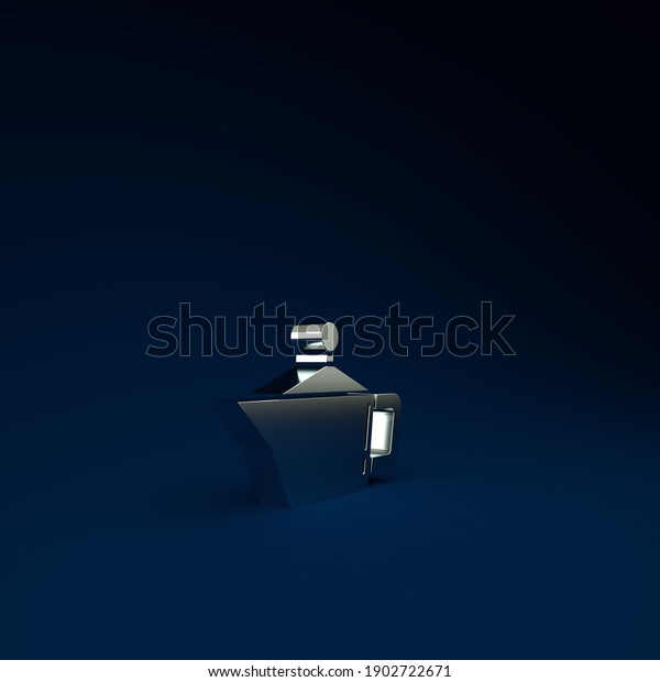 Silver Canister for motor machine\
oil icon isolated on blue background. Oil gallon. Oil change\
service and repair. Minimalism concept. 3d illustration 3D\
render.