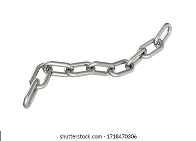 Silver chain isolated on white background. Steel ship chain. 3D Illustration.