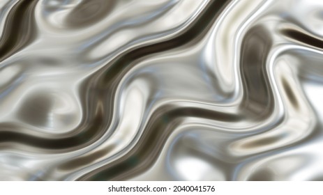 Silver chrome metal texture and waves  liquid silver metallic silk wavy design  3D render illustration 