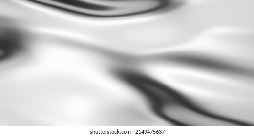 Silver Chrome Metallic Wavy Fabric Abstract Background Close Up Rippled Silk Smooth Elegant Luxury Satin Liquid Folds Texture Copy Space Flying Cosmetic Product Placement Reflection 3d Rendering