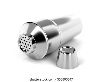 Silver Cocktail Shaker On White Background