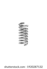 Silver Color Coil Spring Isolated Over White Background. 3D Render