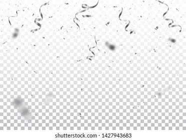 Silver Confetti Isolated On Transparent Background