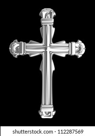 Silver Cross Over Black