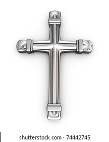 Silver Cross Over White