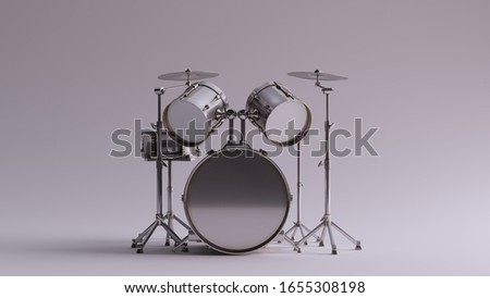 Silver Drum Kit Front 3d illustration 3d render