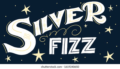 Silver Fizz Illustrated Lettered Cocktail Illustration