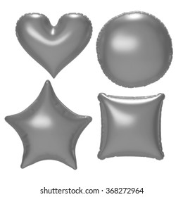 Silver Foil Balloon Set With Clipping Path
