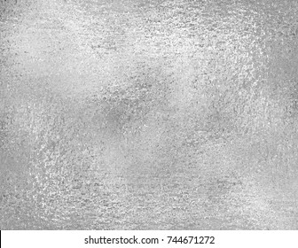 Silver Foil Texture, Grunge Background. Trendy Metallic Fabric Sample, Design Element.