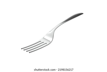 Silver Fork Isolated On White. 3d Illustration. Single Object.