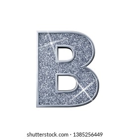 Silver Glitter Letter B Shiny Sparkling Stock Illustration 1385256449 ...