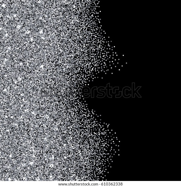 Silver Glitter Texture Border Over Black Stock Illustration 610362338 ...