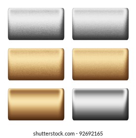 Silver And Gold Metal Bar Collection, Texture Boards Or Push Buttons, Steel Backgrounds To Insert Text And Graphic Design