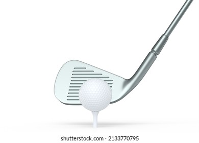 Silver golf club and ball isolated on white background. 3d rendering of sport equipment for team playing games - Powered by Shutterstock