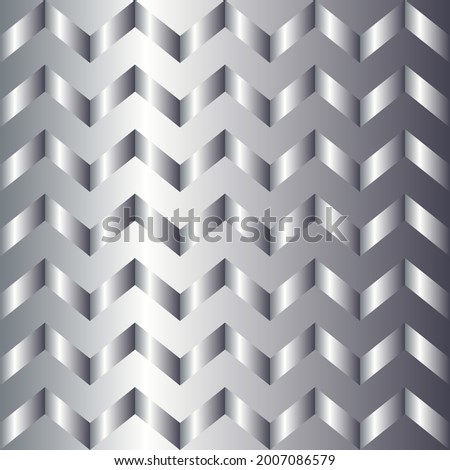 Silver gradient chevron pattern. Abstract modern background. Shiny metal zigzag wallpaper.