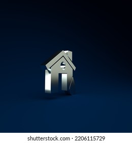 Silver House Flood Icon Isolated On Blue Background. Home Flooding Under Water. Insurance Concept. Security, Safety, Protection, Protect Concept. Minimalism Concept. 3d Illustration 3D Render.