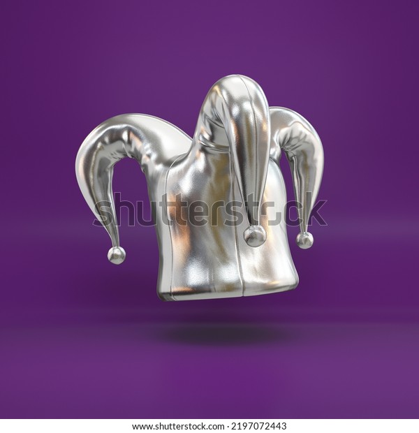 Silver Jesters Hat Floating On Purple Stock Illustration 2197072443