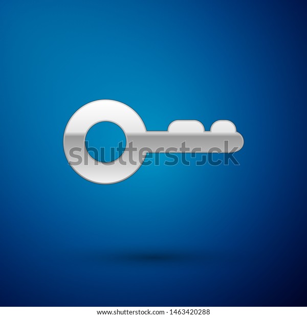 Silver Key icon\
isolated on blue\
background