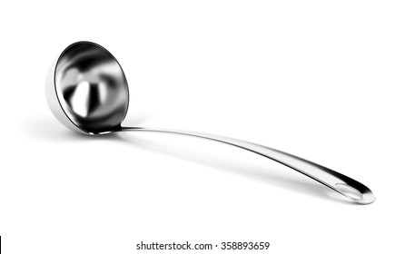 Silver Ladle On White Background 