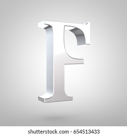 Silver Letter F Uppercase 3d Rendering: стоковая иллюстрация, 654513433