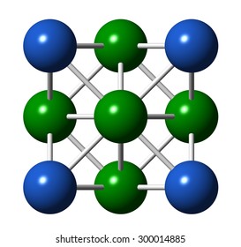 Silver Metal, Crystal Structure. Precious Metal, Used In Electronics, Medicine, Jewelry, Etc. Unit Cell. Corner And Center Atoms Are Shown In Different Colors. 