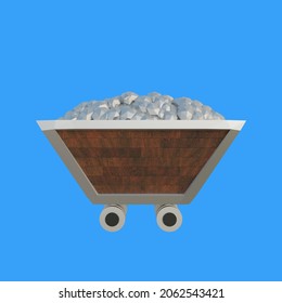 Silver Mine Cart Wood Texture 3D Object