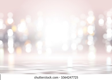Silver pink bokeh background, glowing and shimmering wallpaper design in 3d illustration