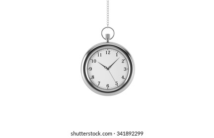 Silver pocket watch. Isolated on white background. 3D rendering. - Powered by Shutterstock