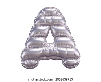 Silver Puffer Font. Letter A. 3d Rendering